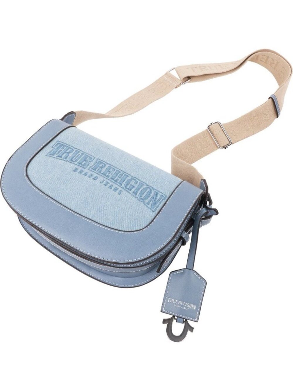 True Religion (Embroidered) Logo Denim Saddle Cross Body Bag" Brand NWT